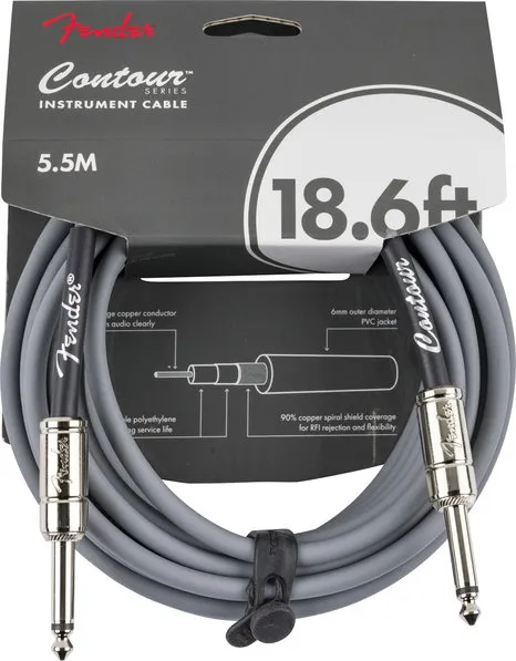 Fender Contour™ Кабел за китара, Inca Silver, 6.3mm/6.3mm, 5.5m