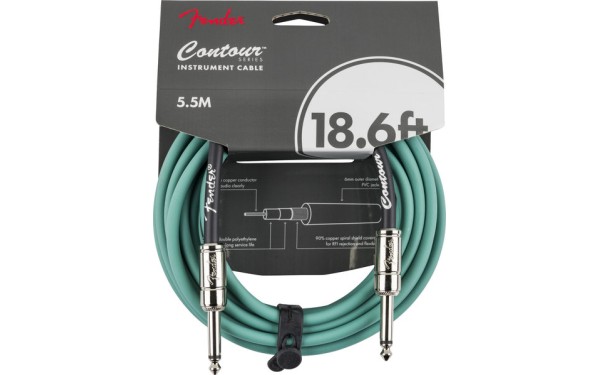 Fender Contour™ Кабел за китара, Sherwood Green, 6.3mm/6.3mm, 5.5m