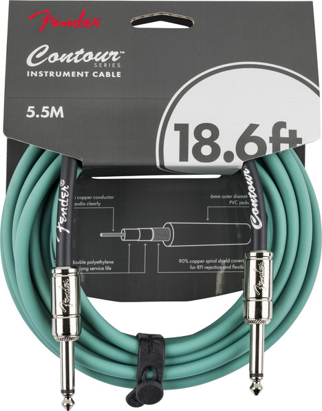 Fender Contour™ Кабел за китара, Sherwood Green, 6.3mm/6.3mm, 5.5m