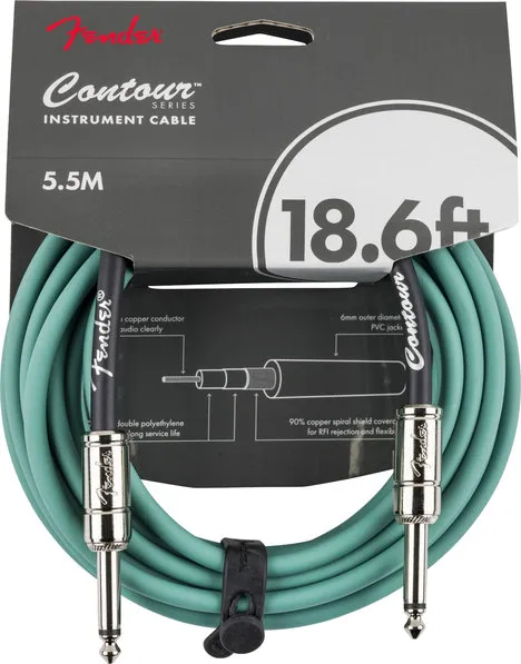 Fender Contour™ Кабел за китара, Sherwood Green, 6.3mm/6.3mm, 5.5m