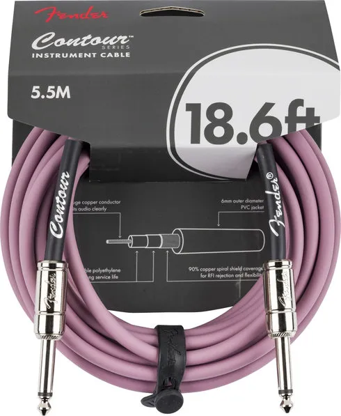 Fender Contour™ Кабел за китара, Burgundy Mist, 18.6', 6.3mm/6.3mm, 5.5m