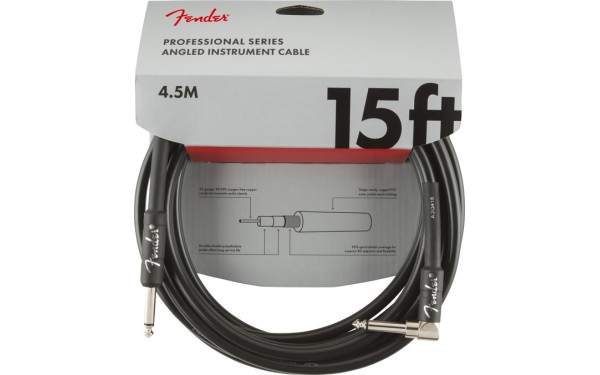 Fender PRO, Кабел за китара, 6.3mm/6.3mm, 4.5m, Г-образен