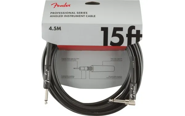 Fender PRO, Кабел за китара, 6.3mm/6.3mm, 4.5m, Г-образен
