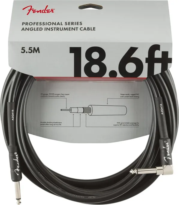 Fender PRO, Кабел за китара, 6.3mm/6.3mm, 5.5m, Г-образен