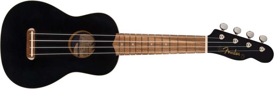 Fender Venice Soprano Uke, Walnut Fingerboard, Black