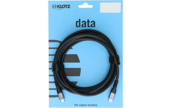 Klotz USB 3.2 Cable black 0,5m, Plug C - Plug C / 20G, 100W,