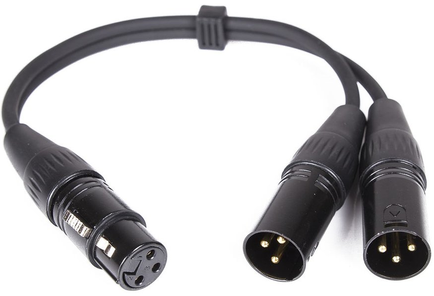 s.Cab Y099-03, XLR-M / 2x XLR-F, 0.3m