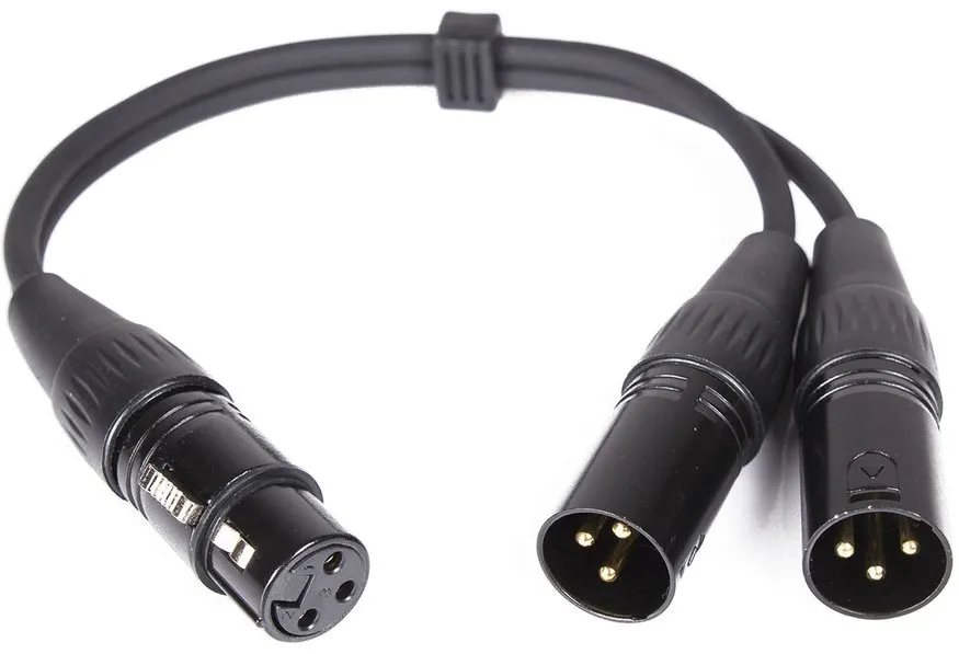 s.Cab Y099-03, XLR-M / 2x XLR-F, 0.3m