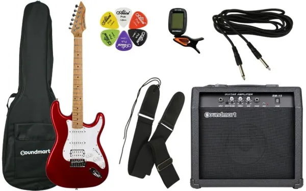 Комплект електрическа китара Soundmart SME-G2S-RD-SET с усилвател и аксесоари