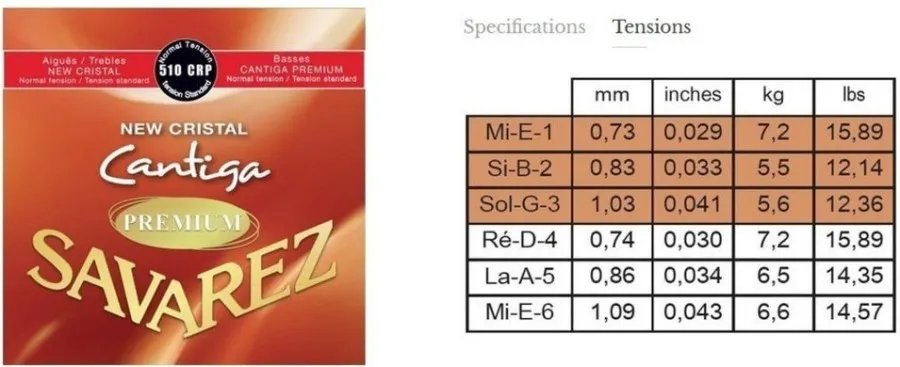 Savarez 510CRP New Cristal Cantiga Premium, Струни за класическа китара, Нормално напрежение