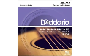 Daddario EJ26, Струни за акустична китара 11-52, Phosphor Bronze