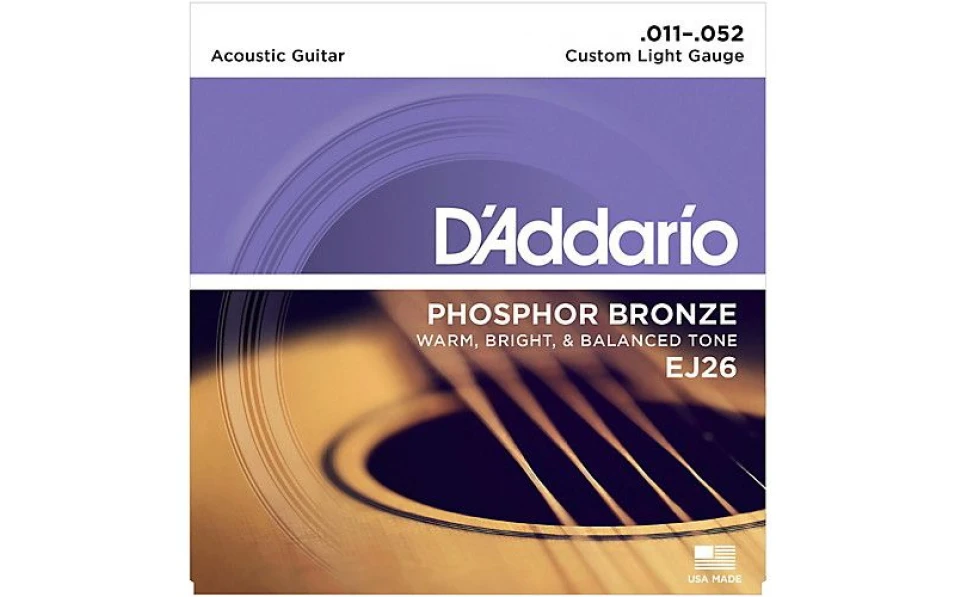 Daddario EJ26, Струни за акустична китара 11-52, Phosphor Bronze
