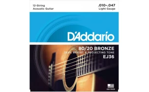 Daddario EJ36, Струни за 12 струнна акустична китара 10-47