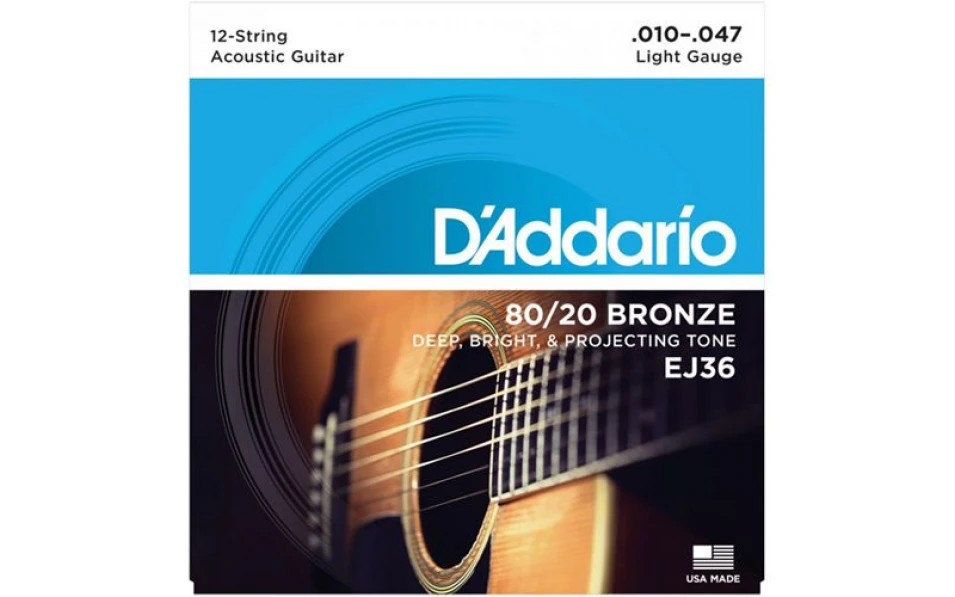 Daddario EJ36, Струни за 12 струнна акустична китара 10-47