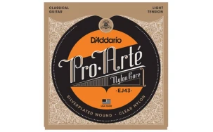 Daddario EJ43, Струни за класическа китара, Леко напрежение, Прозрачни, Silver