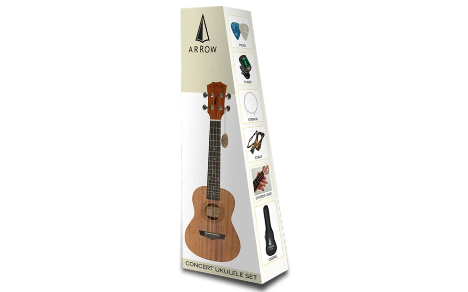Концертно укулеле Arrow MH10 Mahogany Concert SET, Кафяво