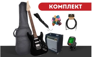 Комплект електрическа китара Arrow Tonecaster ST 211 Abyss Black R/B, Jeremi GA-10