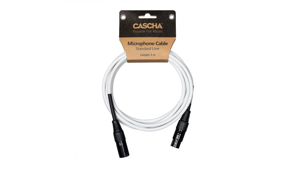 Кабел Cascha Standard Line CCS-M1WH2, Бял, XLR-F / XLR-M, 2m