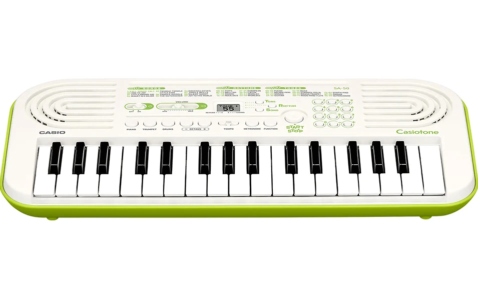 Детски синтезатор CASIO SA-50, бял/зелен