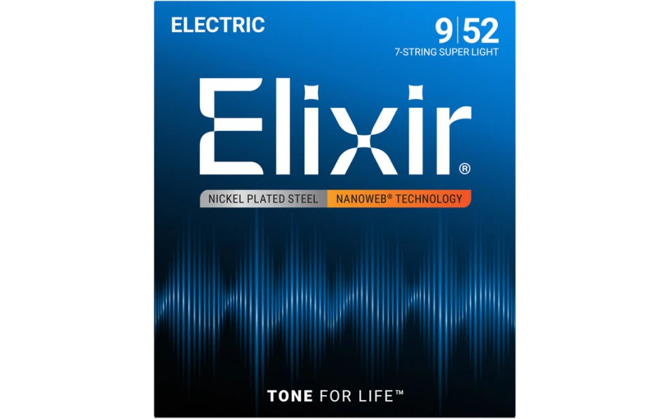 Elixir 12007 NANOWEB Light, Струни за 7 струнна електрическа китара 09-52