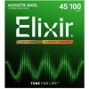 Elixir 14502 NANOWEB Acoustic Bass Light 45-100, Струни за 4 струнна бас китара 45-100
