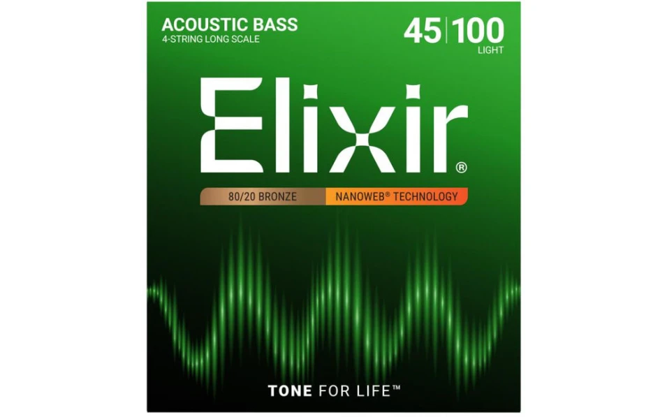 Elixir 14502 NANOWEB Acoustic Bass Light 45-100, Струни за 4 струнна бас китара 45-100