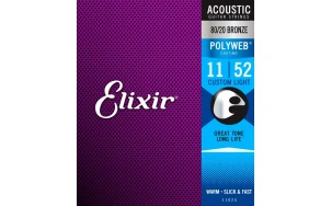 Elixir 11025 POLYWEB Custom Light, Струни за акустична китара 11-52