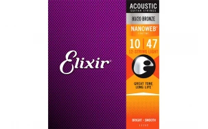 Elixir 11002 NANOWEB Extra Light, Струни за акустична китара 10-47