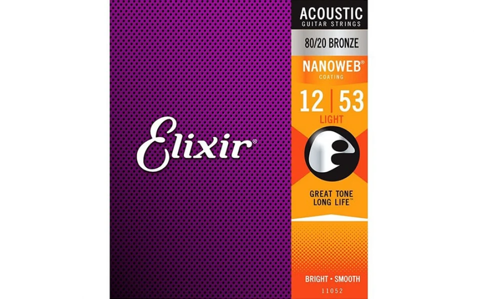 Elixir 11052 NANOWEB Light, Струни за акустична китара 12-53