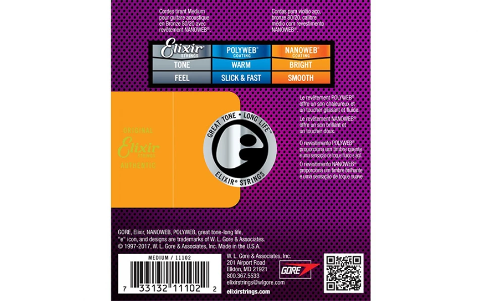 Elixir 11102 NANOWEB Medium, Струни за акустична китара 13-56