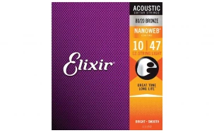 Elixir 11152 NANOWEB Light, Струни за 12 струнна акустична китара 10-47