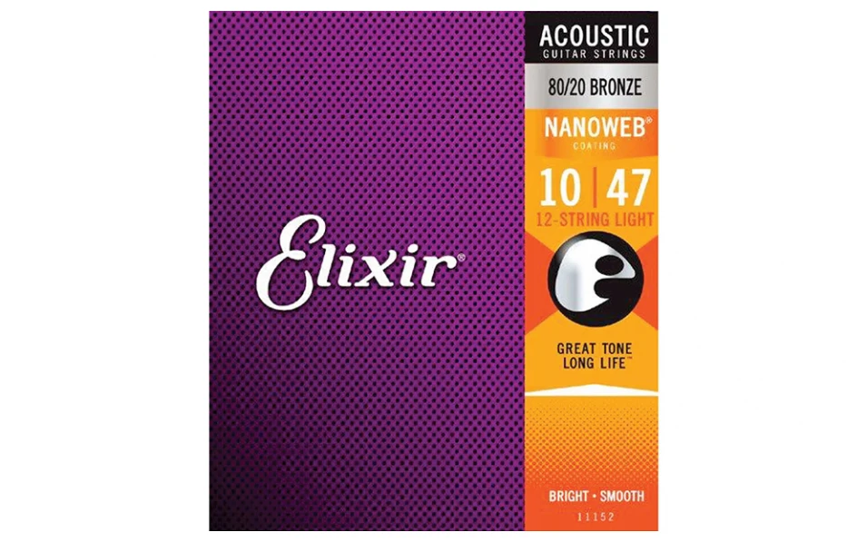 Elixir 11152 NANOWEB Light, Струни за 12 струнна акустична китара 10-47