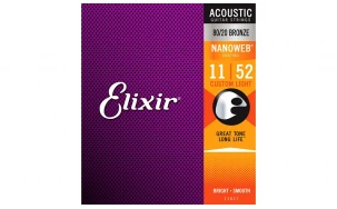 Elixir 11027 NANOWEB Custom Light, Струни за акустична китара 11-52