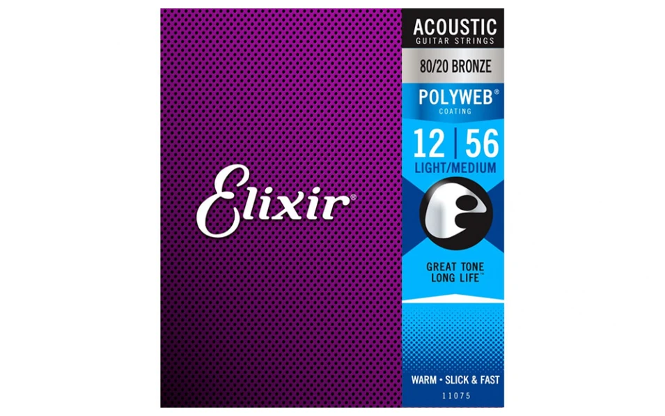 Elixir 11075 POLYWEB Light/Medium, Струни струни за акустична китара 12-56