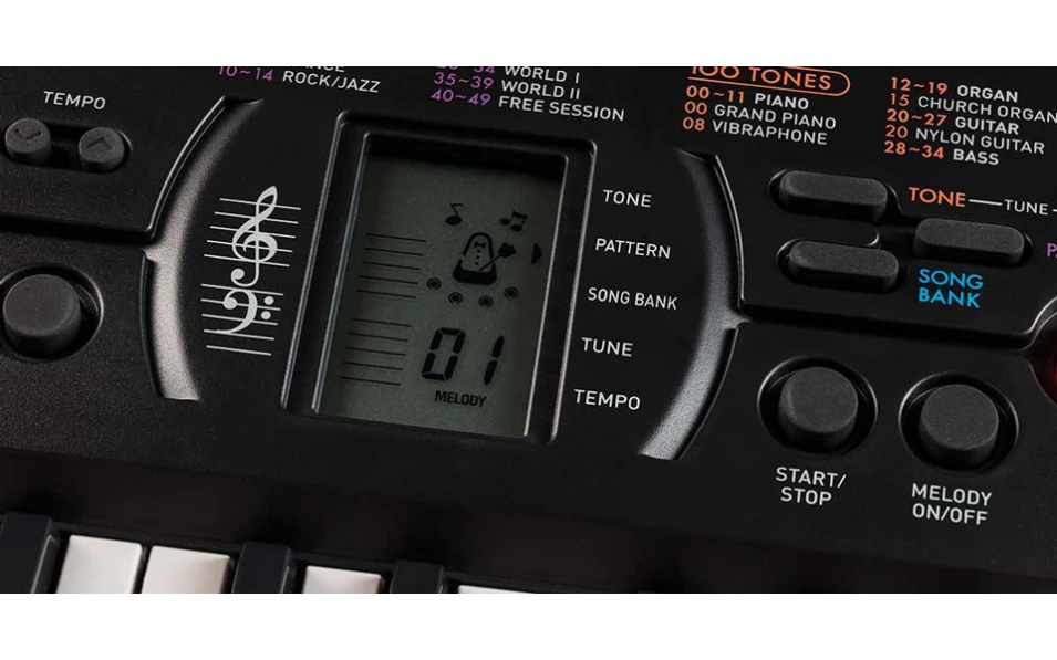 Детски синтезатор CASIO SA-76, черен/оранжев