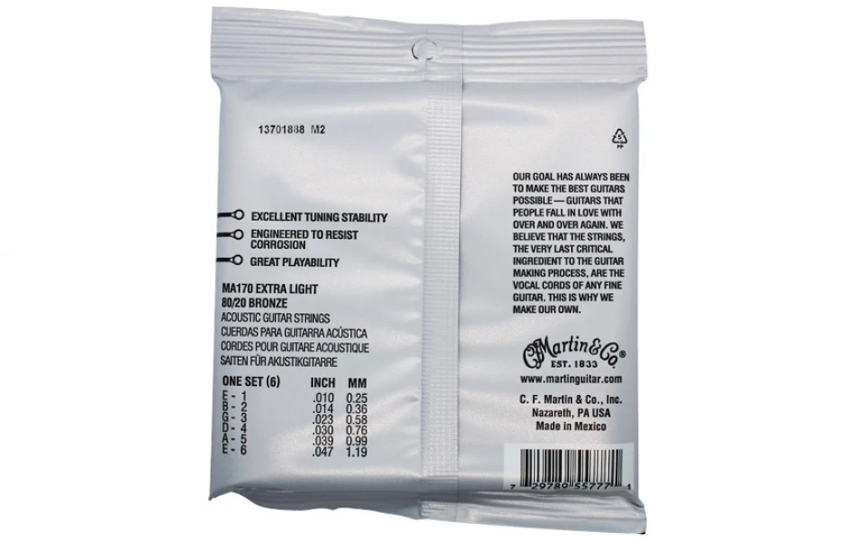 Martin MA170 Authentic, Струни за акустична китара 10-47