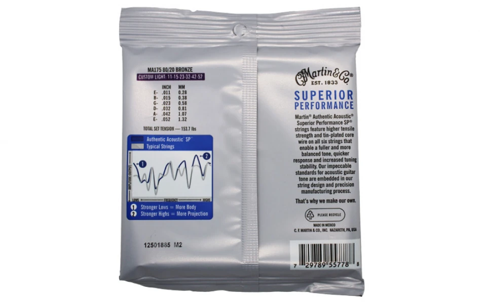 Martin MA175 Authentic, Струни за акустична китара 11-52