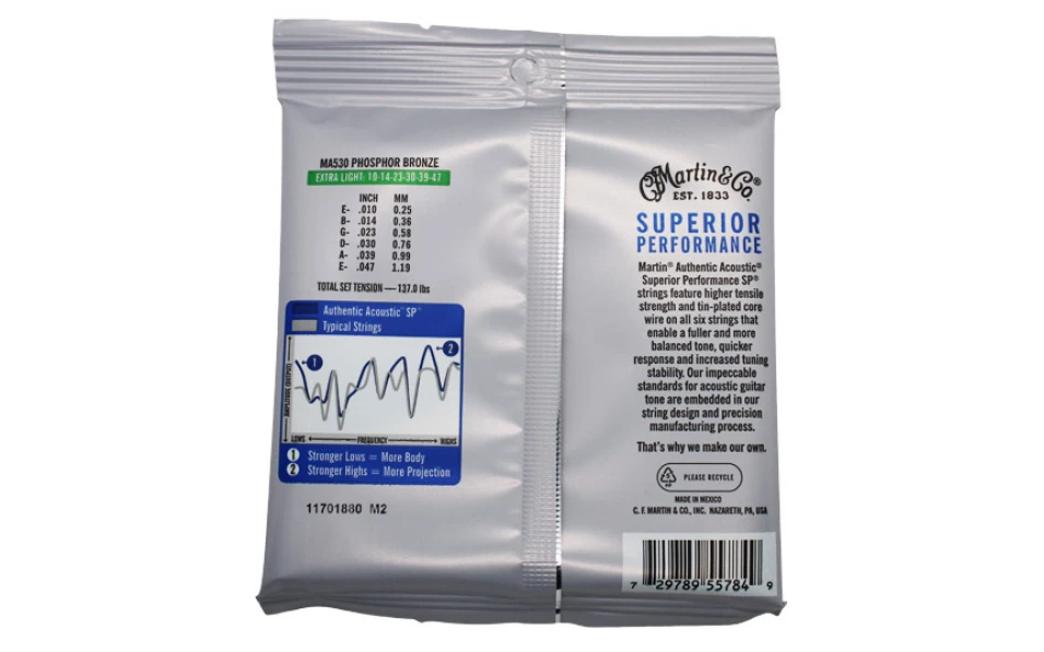 Martin MA530 Authentic SP, Струни за акустична китара 10-47, Phosphor Bronze