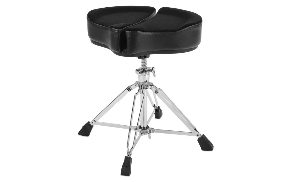 Ahead Drum Thrones - 18" Spinal G Saddle Black Cloth Top/Black Sides, 4 Leg Base, 8" to 24" Adjustment Height