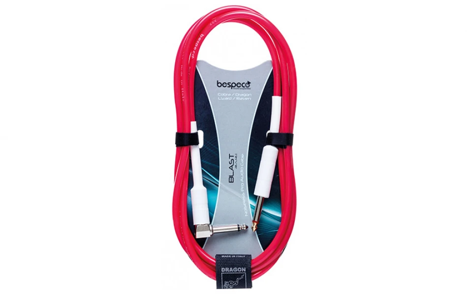 Кабел Bespeco DRAG1000PBK, 6.3mm/6.3mm, 10m, Г-образен