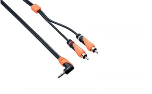 Аудио кабел Bespeco SLYMPR300, 2xRCA/3.5mm, 3m, Г-образен