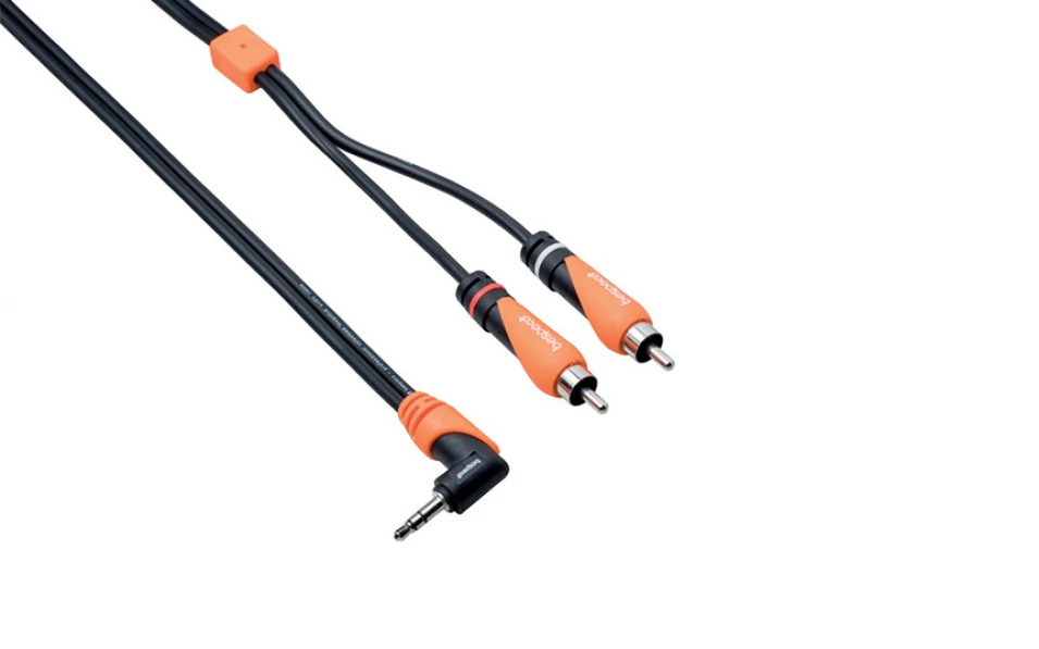 Аудио кабел Bespeco SLYMPR300, 2xRCA/3.5mm, 3m, Г-образен
