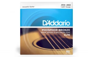 Daddario EJ16, Струни за акустична китара 12-53, Phosphor Bronze