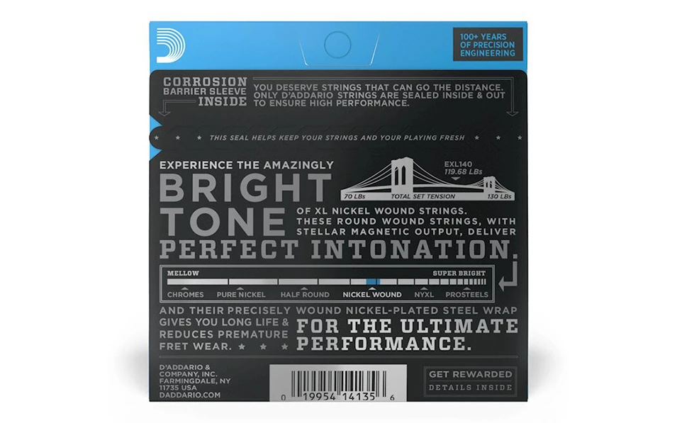 Daddario EXL140, Струни за електрическа китара 10-52