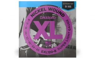 Daddario EXL120-8, Струни за 8 струнна електрическа китара, Размер 09-65