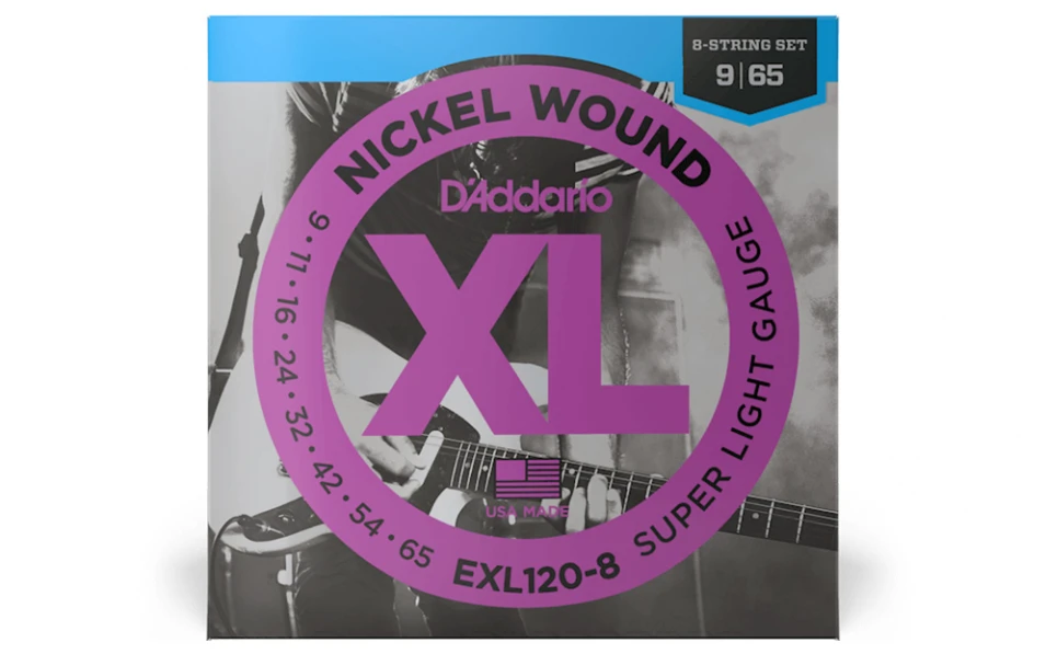 Daddario EXL120-8, Струни за 8 струнна електрическа китара, Размер 09-65