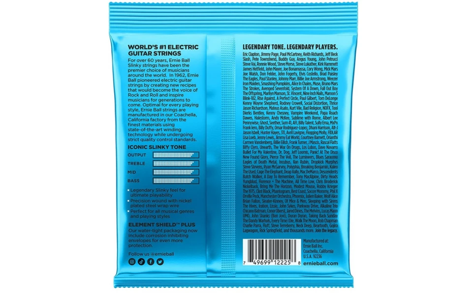Ernie Ball 2225 Extra Slinky, Струни за електрическа китара 08-38