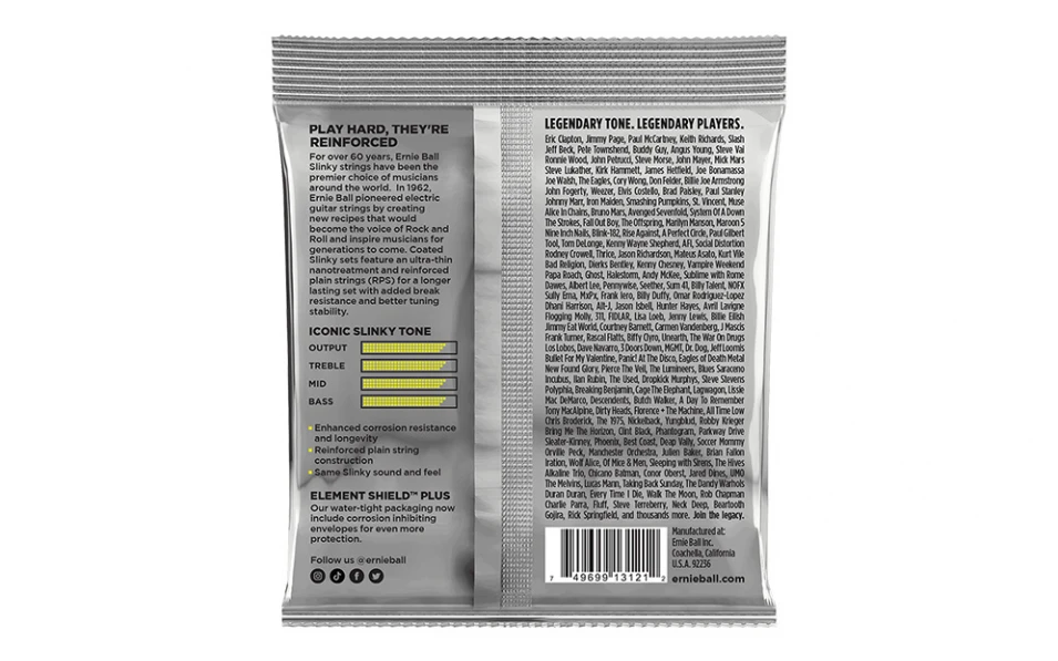 Ernie Ball 3121 Regular Slinky Coated, Струни за електрическа китара 10-46