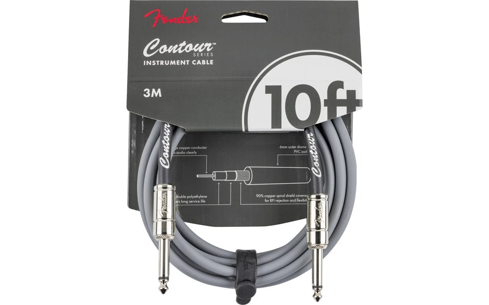 Fender Contour™ Кабел за китара, Inca Silver, 10', 6.3mm/6.3mm, 3m