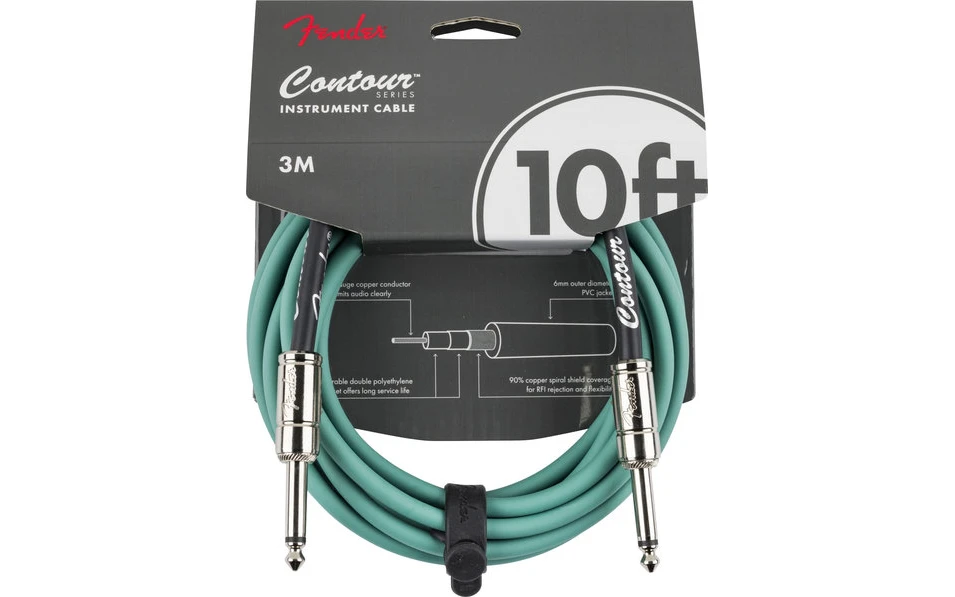 Fender Contour™ Кабел за китара, Sherwood Green, 6.3mm/6.3mm, 3m